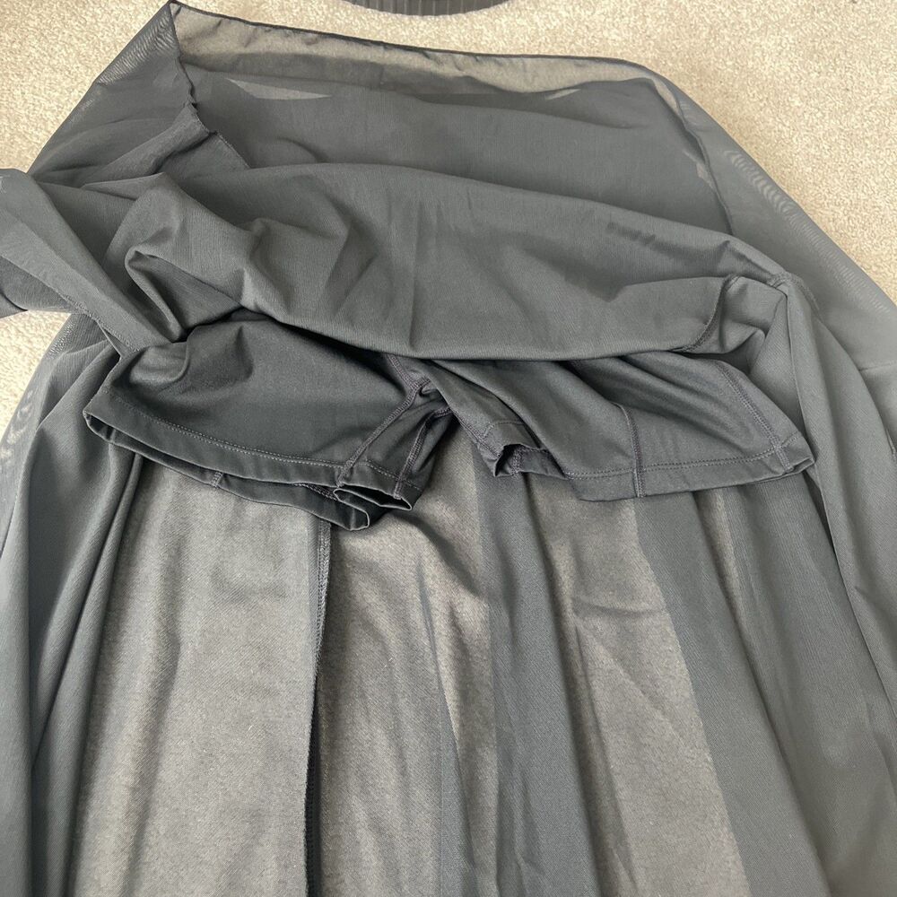 Halara Midi Skirt Medium Black High Waisted Drawstring Contrast Mesh Flowy NEW - Picture 5 of 6